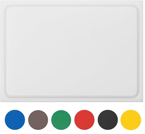 Morleos Schneidebrett Eco-Line Kunststoff spülmaschinenfest, extra schwer, messerschonend | ver. Farben & Größen | HACCP Gastro Küchenbrett | Schneidbrett mit Saftrille (Weiß - white, 60x40x2 cm)