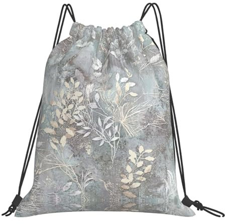 Vuoongt Blue Grace Sportrucksack, faltbar, mit Kordelzug, 35,6 x 40,6 cm, Weiss/opulenter Garten, Einheitsgröße