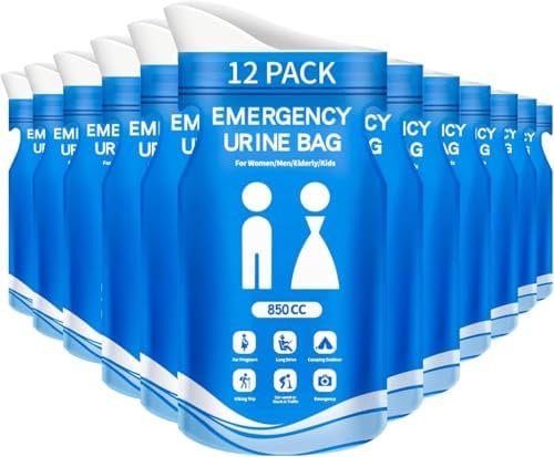 12 Stück Einweg-Urinbeutel 850ML，Tragbares Urinal für Unterwegs Mobile Notfalltoilette im Auto Gel-Urinbeutel Tragbare Natursekt Beutel Urinbeutel für Camping Toiletten, Reisen, Erbrochene Beutel