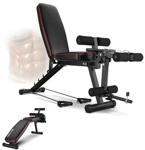 Klappbare Hantelbank，multitrainer，Mit Beinstrecker Und -beuger，Hantelbank Verstellbar - 5-stufige Steigung/Neigung, Tragfähigkeit 200 Kg，Für Krafttraining Zuhause