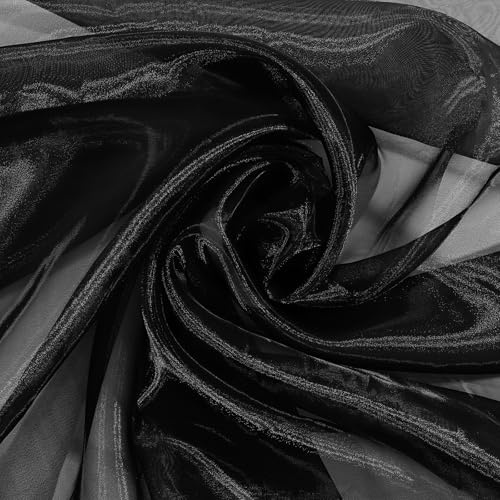 1Yard Black Organza Fabric Soft Sheer Fabric by The Yard 59Inch Wide Tulle Fabrics Rolls Silk Organza Fabrics for Wedding Party Decorations Backdrop Curtain DIY Craft(Black)