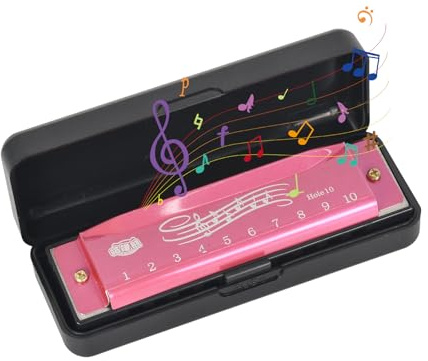 Harmonica Diatonique 10 Trous en Do, Avec Étui, Son Excellent, Harmonica Blues Harp, Pour Adultes, Joueurs Professionnels, Étudiants Et Débutants, Meilleur Cadeau (Rose)
