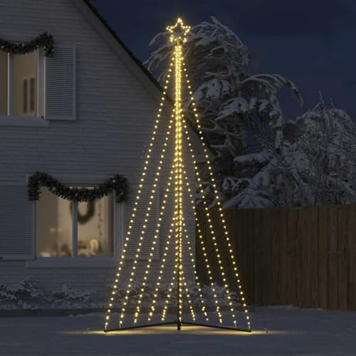 IKAYAA LED Weihnachtsbaum Aussen Kegelform Weihnachtsbaum Metall Groß Warmweiß 570 LEDs Tannenbaum Aussen Lichterbaum Weihnachtsbaum Beleuchtet Aussen 400 cm