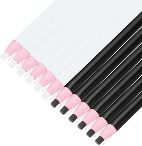 sourcing map 12PCS Peel-Off Grease Pencils, Color China Markers for Glass Metal Plastic Paper, Non-Sharpening Wax Pencils for Coloring Drawing Marking, White & Black