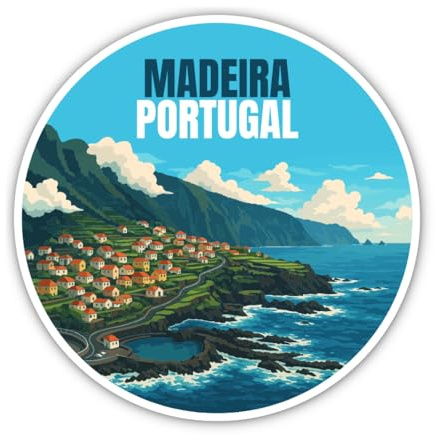 Aufkleber: 200 mm, 1 Stück - Rund Madeira Portugal XXL Deko Fahrzeug Wand