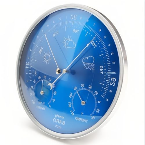 180 mm großes Anemometer Hygrometer mit präziser meteorologischer Druck und Feuchtigkeitsüberwachung und permanentem Metallgehäuse Gerät zur Messung des Außen und Innenklimas aus Metall