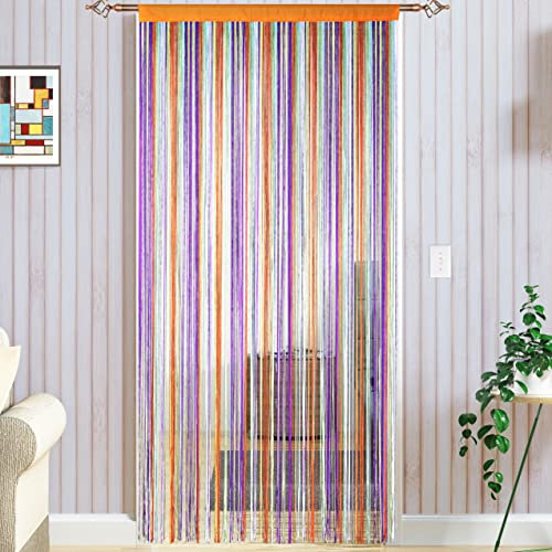 Taiyuhomes - Tenda a cordicelle per porte e finestre, fatta a mano, divisore per stanze, anti insetti, 100% poliestere e misto poliestere., Arcobaleno, 90x200cm