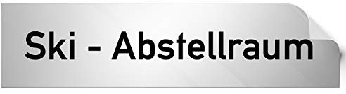Türschilder24 Folienschild Türschild • Ski Raum Ski Abstellraum • PVC Hinweisschild • 160 x 40 mm Silber • selbstklebend • Kratzfester Druck • UV Beständig