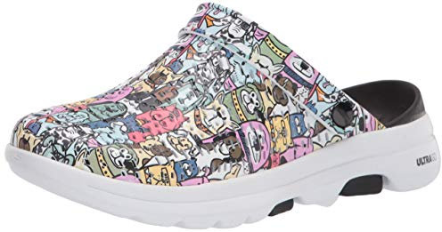 Skechers Damen Foamies Go Walk 5-Dog Lover Holzschuh, Schwarz/Multi, 40 EU