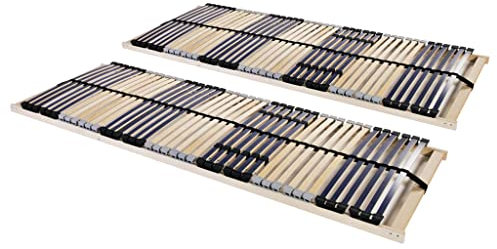 vidaXL 2X Lattenrost mit 42 Latten 7 Zonen Nicht verstellbar im Kopf- und Fußbereich Lattenrahmen Bettrost Holzlatten Latten Rost 90x200cm