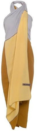KNIT FACTORY - Fay Pareo/XL Schal - Strandtuch, XXL Schal und Pareo in einem - Multifunktionales Musselintuch - Sommer handtuchkleid - Damen Pareo aus 100% Bio-Baumwolle - Ocker/Citrus