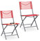Relaxdays Gartenstuhl 2er Set, Klappstuhl für Garten, Balkon, Terrasse, Metall Campingstuhl bis 120 kg, wetterfest, rot
