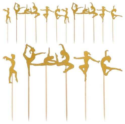 jojofuny 24 Pcs Fitness Kuchen Topper Aerobic Yoga Cupcake Muffin Papier Topper Glitter Tänzerin Kuchen Dessert Pick für Geburtstag Sports Party Decor