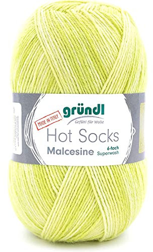 Gründl Hot Socks Malcesine (Sockenwolle aus 75% Schurwolle (superwash) und 25% Polyamid, Made in Italy, 6-fach Sockengarn, 150 g / 375 m, Nadelstärke: 3 mm - 4 mm, 1 x 150 g), zitronat multicolor