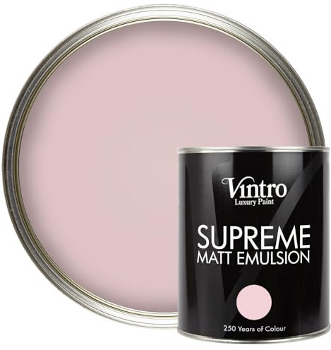 Vintro | Luxury Matt Emulsion | Smooth Chalky Finish | Multi Surface Paint | for Walls, Ceilings, Wood and Metal | 1L (Light Pink)