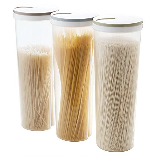 Yicare Lot de 3 bocaux de rangement hermétiques en verre pour confiture, pâtes, spaghetti, grains de café, biscuits, collation et farine