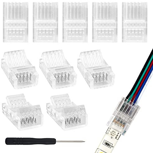 Aroidful 10 Stück 5-Polig 10mm RGBW LED Strip Verbinder, 5-Pin LED Streifen Verbinder für 10mm Breite SMD 5050 RGBW Streifen, mit Schraubendreher