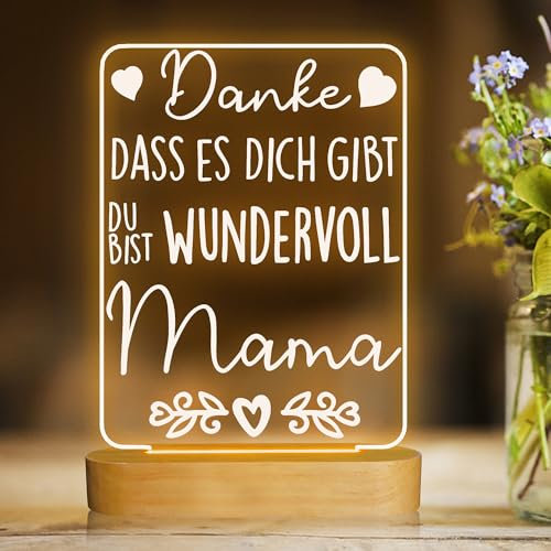 CooPark Geschenke für Mama von Tochter Sohn, LED Lampe Nachtlicht mit warmem Farblicht, Muttertagsgeschenk Muttertag Geburtstagsgeschenk Muttertag Thanksgiving für Mama
