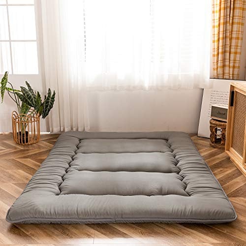 MAXYOYO Japanische Futon-Matratze, Dicke Tatami-Matte, Isomatte, faltbar, aufrollbare Matratze, Schlafsaal, Matratzenauflage Bodenliege Kissen Bett (Dunkelgrauer, 90x190 cm)