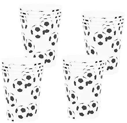 YAAVAAW 16Pcs Football Paper Cups Party Decorations Disposable,White Goal World Cup Soccer Design Cups,White Football Soccer Cups for Sport Game,Kids Holiday,Football Fans Party Decoration