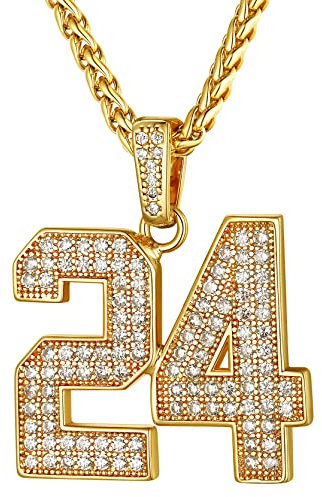 GoldChic Anpassbare Kupfer Engelsnummer 00-99 Anhänger Tenniskette Iced Out Herren Damen 2 Zahlen DIY-Kombination 0-99 Charms Halskette 18K Vergoldet Zirkonia Glückszahl Kette