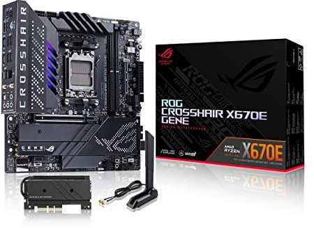 ASUS ROG Crosshair X670E Gene MATX motherboard, 16 + 2 power stages, PCIe 5.0, DDR5 support, USB 3.2 Gen 2x2 front-panel connector with Quick Charge 4+ support, USB4 ports, Wi-Fi 6E