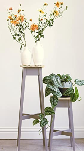 Set of 2 Plant Stands Wooden Display Plant Holders in Dove Grey Colour Florence Furniture ASSEMBLED
