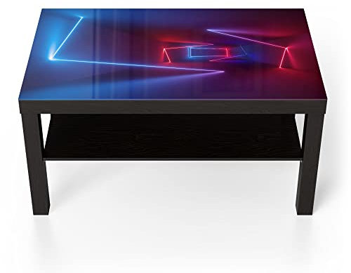 DEQORI Glastisch | schwarz groß 90x50 cm | Motiv Ultraviolette Raumteiler | ausgefallener Beistelltisch aus Glas | Hochglanz Couchtisch fürs Wohnzimmer | moderner Couch Tisch mit Design