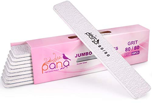 10 lime professionali a doppia faccia PANA, grana 80/80, grana smeriglio per unghie e manicure e pedicure, lavabili