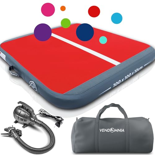 VENDOMNIA Airtrack Matte, 10/20cm hohe aufblasbare Gymnastikmatte in Länge 1/2/3/4/5/6/7/8 m, mit elektrischer Pumpe & Tasche, Tumbling Matte, Turnmatte, Trainingsmatte, Fitnessmatte, Sportmatte,Yoga
