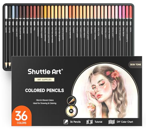 Shuttle Art Hautfarben Buntstifte, 36 Buntstifte Hautfarben, Buntstifte Set mit 36 lebendigen Hauttönen, Buntstifte Kinder, Buntstifte für Erwachsene zum Malen und Zeichnen vom Porträt, Farbstifte