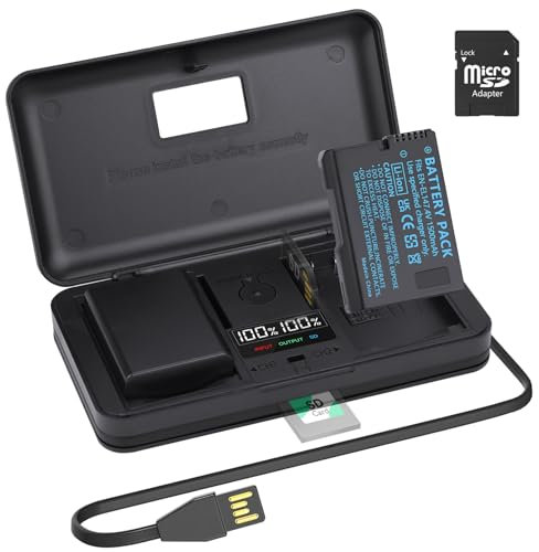 Lot de 2 Batteries de Rechange EN-EL14 EN-EL14A avec Chargeur LCD Dual USB pour Nikon Coolpix P7000 P7100 P7700 P7800 P8000 D3100 D3200 D3300 D3400 D5100 D5200 D5300 00 D5. 500 Caméras Numériques