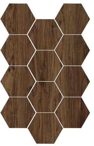MENAYODA 12 Stück Hexagon Akustikplatten Selbstklebend, Schallabsorber Schallschutz mit hoher Dichte für Wand Decken Holz & Tür Schallabsorbierende Wanddekoration (Braun)