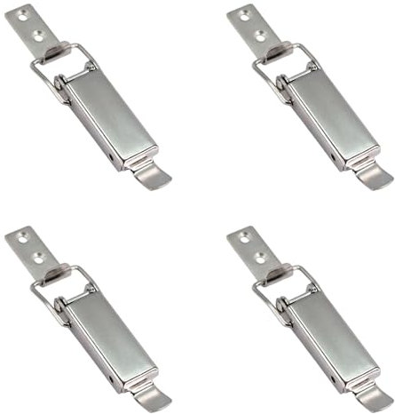 PRIOstahl Spannverschluss Kistenverschluss Hebelverschluss Klappverschluss Verschlüsse - 4 x Verschluss 59 mm + 4 x Schließhaken 30 mm Spanner für Schrank Türen Kisten Rostfrei aus Edelstahl V2A