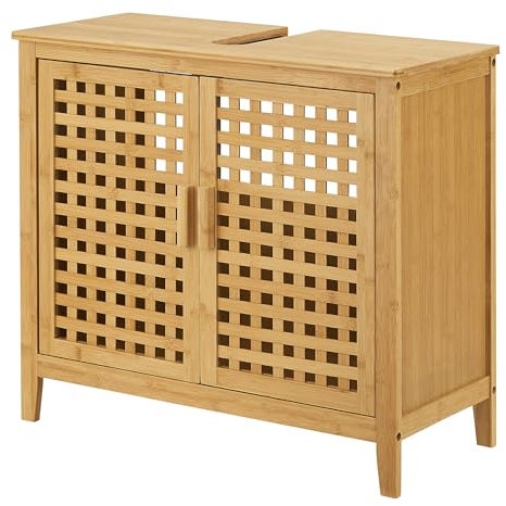 Helloshop26 Meuble sous Vasque avec 2 Portes 60 x 67 x 30 cm en Bambou 03_0007739