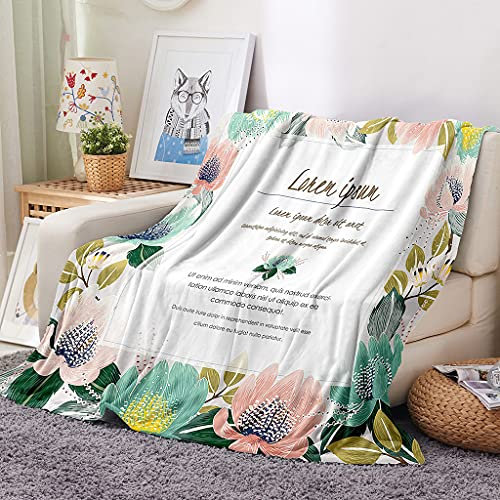 EHOMERY Kuscheldecke Felloptik Sofa Decken XXL Kuscheldecke XXL Couch Decken Blumen Landschaft Sommerdecke Dekorative Weiche Kuscheldecken Weiß 200x150cm