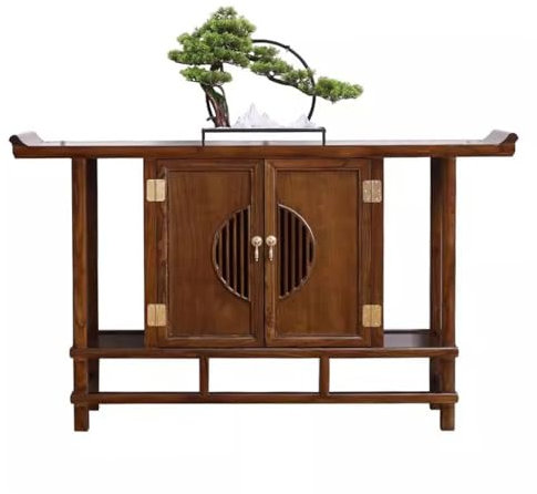 Mandir für Zuhause Chinesischer Massivholz Eingangstisch Alte Ulme Eingang Schrank Eingang Buddha Tisch Einfache Seite Ansicht Tisch Buddhistischer Altar