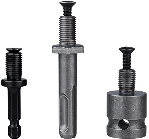 Bohrfutter Adapter Set 3-tlg SDS-plus 1/4-Zoll Hex Vierkant Schlagschrauber | 1/2-20 UNF Aufnahme für Schnellspannbohrfutter, 3 Adapter für SDS-plus, 1/4-Zoll Hex und Vierkant Antrieb, aus Stahl