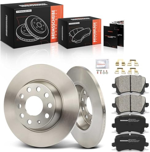 Frankberg 2x Bremsscheiben + 4x Bremsbeläge Hinten 5Q0615601Q, JZW698451E | Kompatibel mit T.o.u.r.a.n 1T1 1T2, CC 358, Golf Plus 521 5M1, A3 8P1, P.a.s.s.a.t 3C2, Q3 8UB 8UG, A.l.h.a.m.b.r.a 710 711