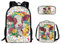 Kuiaobaty Schulrucksack für Kinder, 3 Stück, für Mädchen und Jungen, Dinosaurier, Fußball, Wolf, Pferd, Schultertaschen, Teenager, Studenten, Lunch-Tasche, Federmäppchen, Kuhblumen