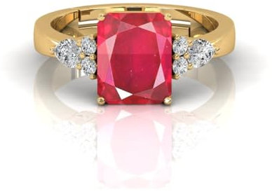 LMDPRAJAPATIS 10,00 Karat Vintage Art Deco Rubin Edelstein Geburtsstein Jahrestag Vergoldet Ring für Damen Gelbgold plattiert Rubin