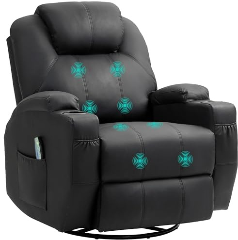 HOMCOM Relaxsessel mit Massagefunktion Fernsehsessel Wippfunktion Schwarz