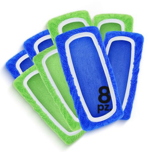 HOUSY Panni Cattura Polvere compatibili con Swiffer Mop - Cuffiette in Spugna Microfibra per Scopa Lavapavimenti (4 Pezzi Verdi e 4 Pezzi Blu, Unica)
