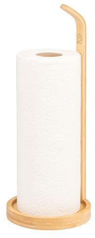 eluno Küchenrollenhalter aus Bambus im natürlichen Design, praktischer Rollenhalter mit Schutzpads am Boden, Halter für Küchenpapier, Papierhandtücher