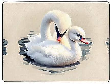 YYHHAOFA Niedlicher kleiner Schwan-Teppich, Wohnzimmer-Fußmatten, Läufer, rutschfest, 160 x 121,9 cm