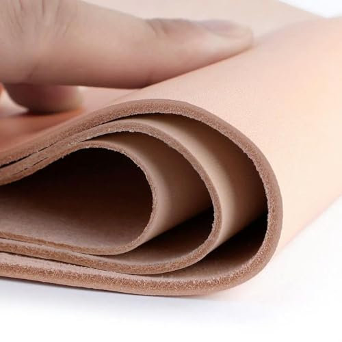 LIUBI Narbenleder Hellbraun 2mm dick für Gürtel Geldbörsen Tasche Naturmaterial Sofa Pflanzlich gegerbtes Rindsleder Häute und Felle Regel Rechteck
