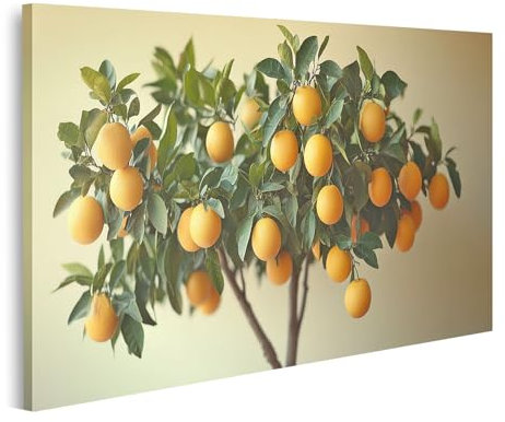 islandburner Prime Bild auf Leinwand Orangenbaum mit prallen, Hellen Früchten - Ideal für Gartenliebhaber oder für die Küche Bilder Wandbilder Poster