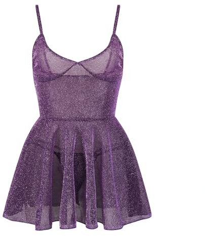 MIZSPISE Abito Donna Vestito Sexy Elegante Abiti Vestito da Cerimonia Donna Abito Corto Festa Casual (IT, Testo, Taglia Unica, Regular, Regular, Viola)