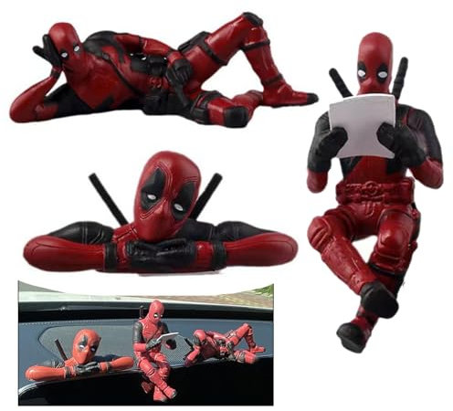 mohito 3 pezzi Simpatico Deadpool Decorazioni Cruscotto,Ornamenti per auto per schermo del cruscotto,Altalena Ciondolo a Forma Oscillante,Per l'auto specchi interni cruscotto torta decorazione partito