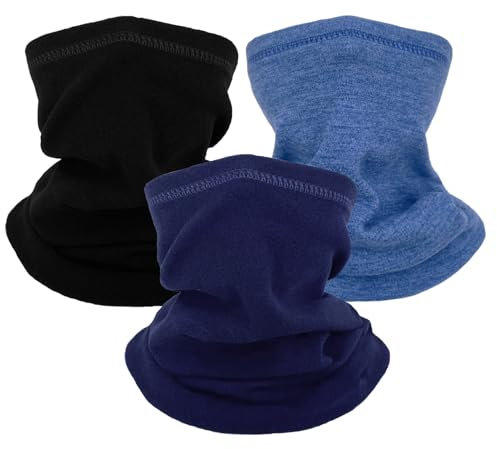 lifwimner 3 Stück Loop Schal Kinder, Winter Kinder Schlauchschal Halswärmer für Kinder Winddicht Ski Maske für Outdoor Skifahren Radfahren(Blau Schwarz Marine)